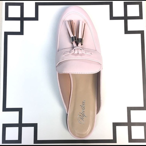 Pointe Boutique Shoes - Blush Pink Tassel Mules In Faux Leather